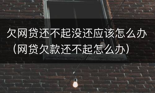 欠网贷还不起没还应该怎么办（网贷欠款还不起怎么办）