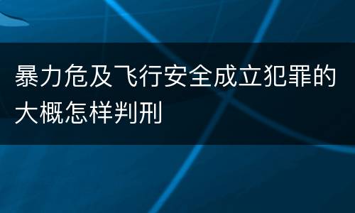 暴力危及飞行安全成立犯罪的大概怎样判刑