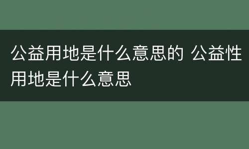 公益用地是什么意思的 公益性用地是什么意思