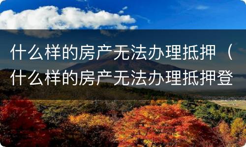 什么样的房产无法办理抵押（什么样的房产无法办理抵押登记）