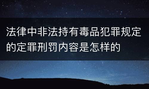 法律中非法持有毒品犯罪规定的定罪刑罚内容是怎样的
