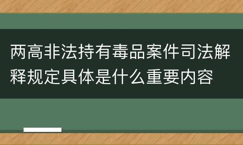 两高非法持有毒品案件司法解释规定具体是什么重要内容