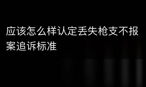 应该怎么样认定丢失枪支不报案追诉标准