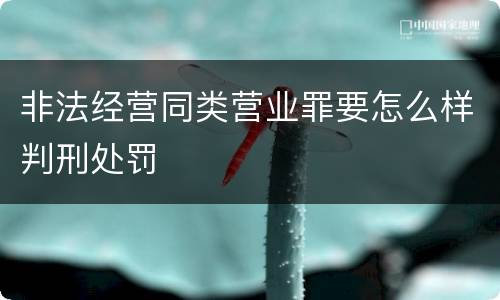非法经营同类营业罪要怎么样判刑处罚