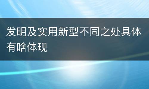 发明及实用新型不同之处具体有啥体现