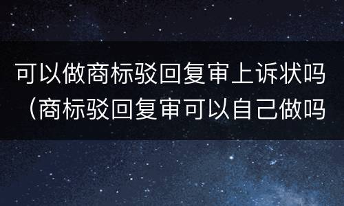 可以做商标驳回复审上诉状吗（商标驳回复审可以自己做吗）