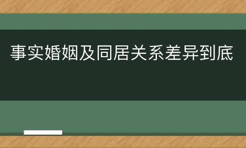 事实婚姻及同居关系差异到底