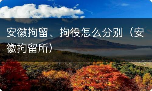 安徽拘留、拘役怎么分别（安徽拘留所）