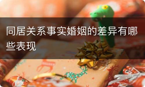 同居关系事实婚姻的差异有哪些表现