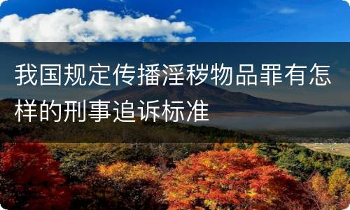 我国规定传播淫秽物品罪有怎样的刑事追诉标准