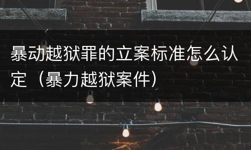 暴动越狱罪的立案标准怎么认定（暴力越狱案件）