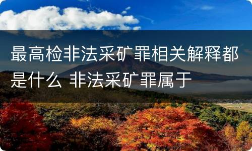 最高检非法采矿罪相关解释都是什么 非法采矿罪属于