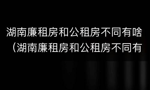 湖南廉租房和公租房不同有啥（湖南廉租房和公租房不同有啥影响）