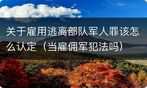 关于雇用逃离部队军人罪该怎么认定（当雇佣军犯法吗）