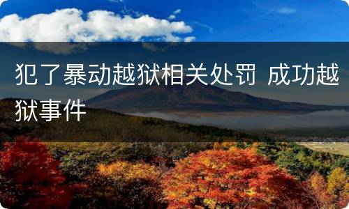 犯了暴动越狱相关处罚 成功越狱事件