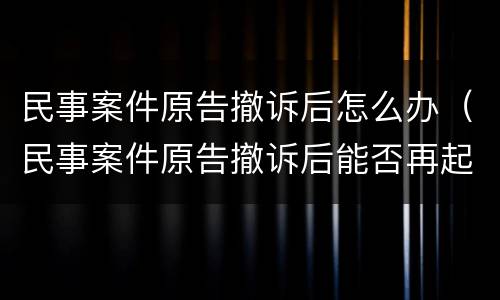 民事案件原告撤诉后怎么办（民事案件原告撤诉后能否再起诉）