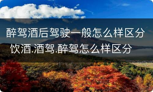 醉驾酒后驾驶一般怎么样区分 饮酒.酒驾.醉驾怎么样区分