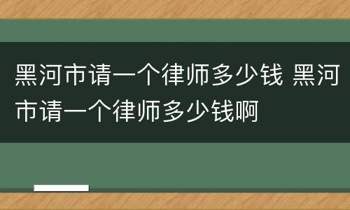 黑河市请一个律师多少钱 黑河市请一个律师多少钱啊