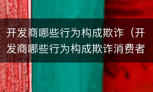 开发商哪些行为构成欺诈（开发商哪些行为构成欺诈消费者）