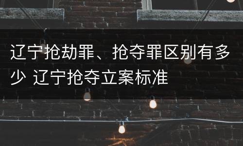 辽宁抢劫罪、抢夺罪区别有多少 辽宁抢夺立案标准