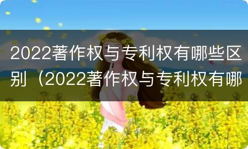 2022著作权与专利权有哪些区别（2022著作权与专利权有哪些区别和联系）