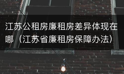 江苏公租房廉租房差异体现在哪（江苏省廉租房保障办法）