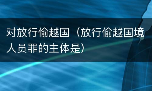 对放行偷越国（放行偷越国境人员罪的主体是）