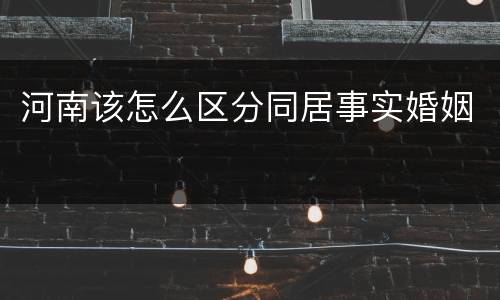 河南该怎么区分同居事实婚姻
