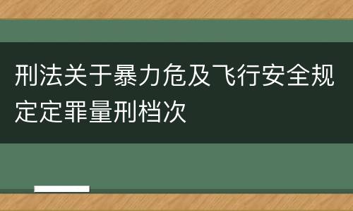 刑法关于暴力危及飞行安全规定定罪量刑档次