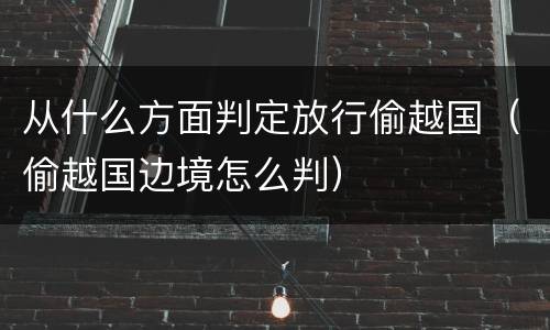 从什么方面判定放行偷越国（偷越国边境怎么判）