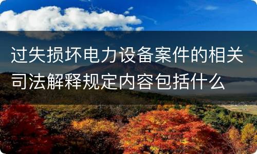 过失损坏电力设备案件的相关司法解释规定内容包括什么