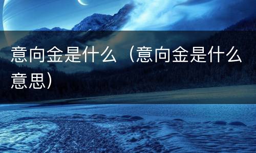 意向金是什么（意向金是什么意思）