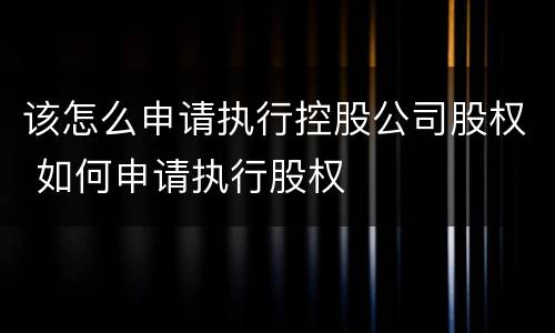 该怎么申请执行控股公司股权 如何申请执行股权