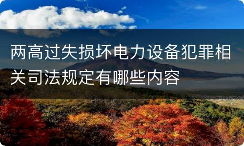 两高过失损坏电力设备犯罪相关司法规定有哪些内容