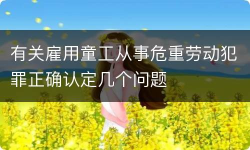 有关雇用童工从事危重劳动犯罪正确认定几个问题