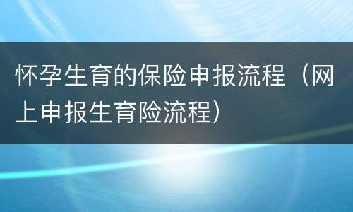 怀孕生育的保险申报流程（网上申报生育险流程）