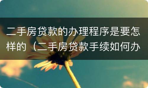 二手房贷款的办理程序是要怎样的（二手房贷款手续如何办理）