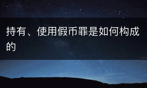 持有、使用假币罪是如何构成的