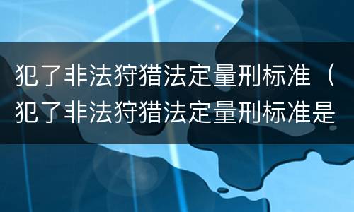 犯了非法狩猎法定量刑标准（犯了非法狩猎法定量刑标准是多少）