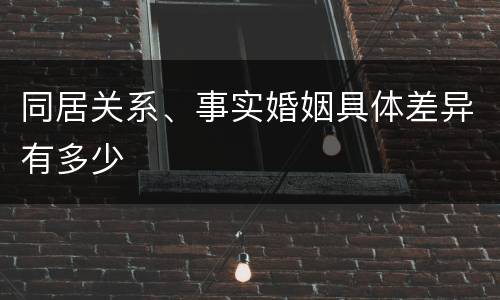 同居关系、事实婚姻具体差异有多少