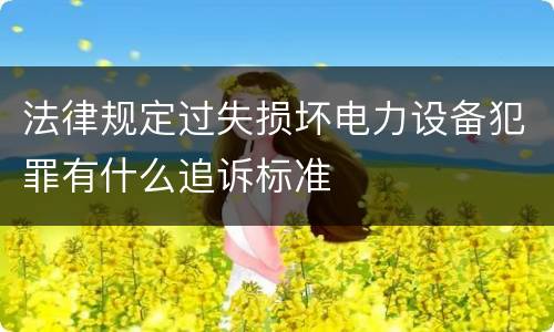 法律规定过失损坏电力设备犯罪有什么追诉标准