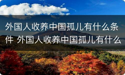 外国人收养中国孤儿有什么条件 外国人收养中国孤儿有什么条件嘛