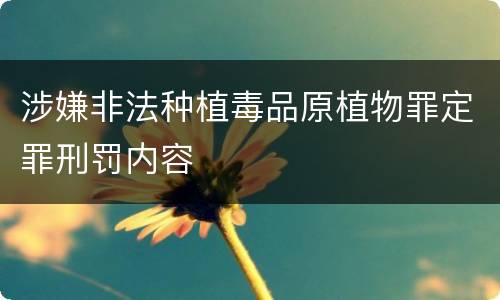 涉嫌非法种植毒品原植物罪定罪刑罚内容