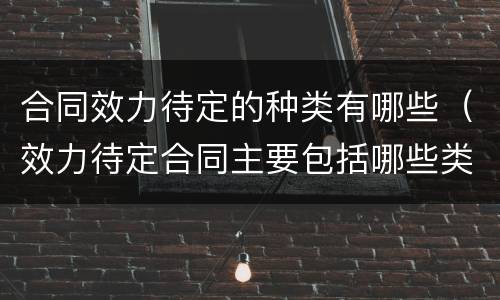 合同效力待定的种类有哪些（效力待定合同主要包括哪些类型）