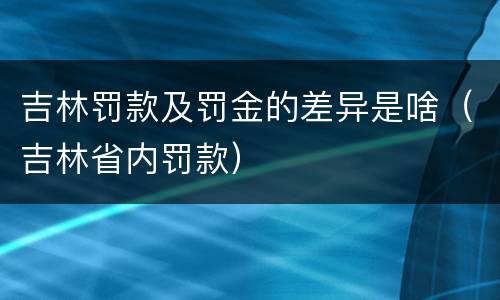 吉林罚款及罚金的差异是啥（吉林省内罚款）