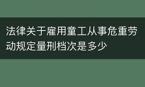 法律关于雇用童工从事危重劳动规定量刑档次是多少