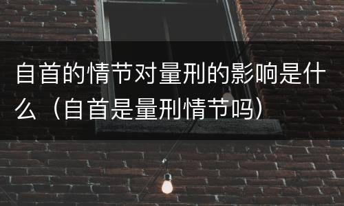 自首的情节对量刑的影响是什么（自首是量刑情节吗）