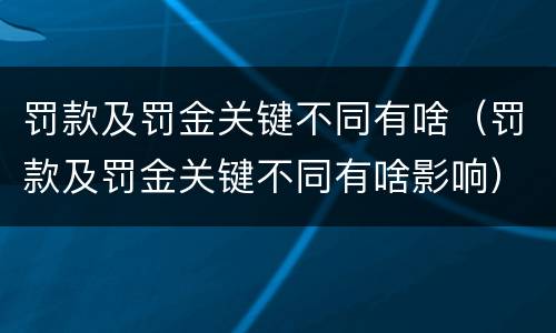 罚款及罚金关键不同有啥（罚款及罚金关键不同有啥影响）