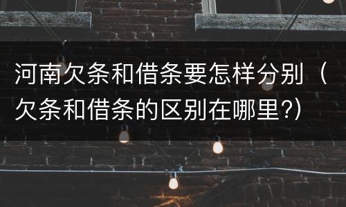 河南欠条和借条要怎样分别（欠条和借条的区别在哪里?）