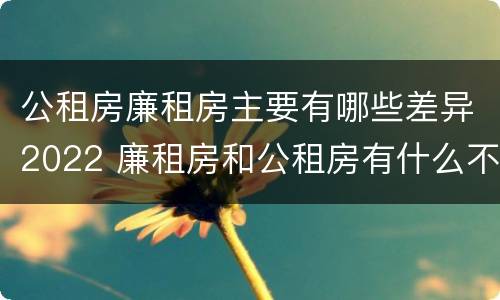 公租房廉租房主要有哪些差异2022 廉租房和公租房有什么不同